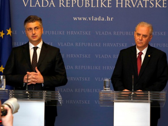 Andrej Plenkovic and Dinko Cvitan on an urgent press conference considering the scandal. Photo: Anadolu Agency/Stipe Majic